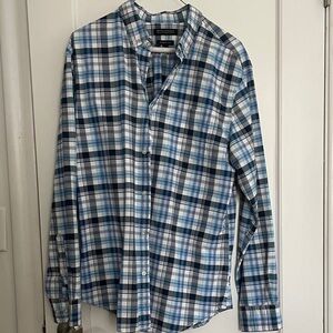 Banana Republic Men's Blue and White Plaid Shirt